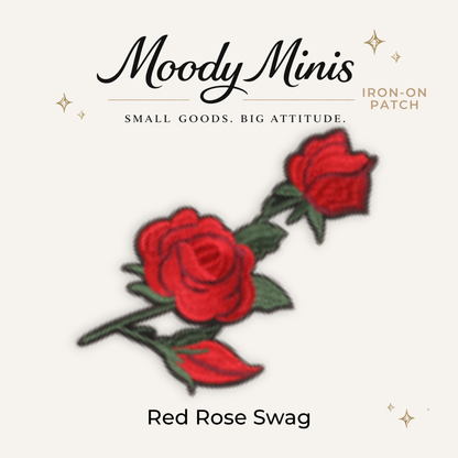 Red Rose Swag Embroidered Patch- RTS