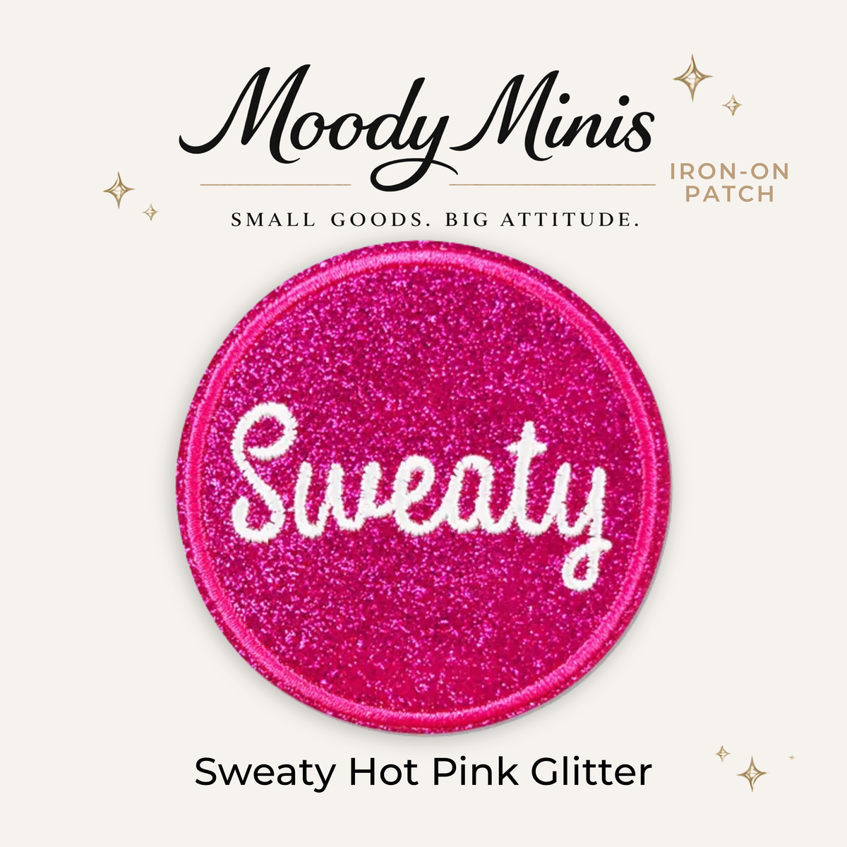 Sweaty Hot Pink Glitter Embroidered Patch