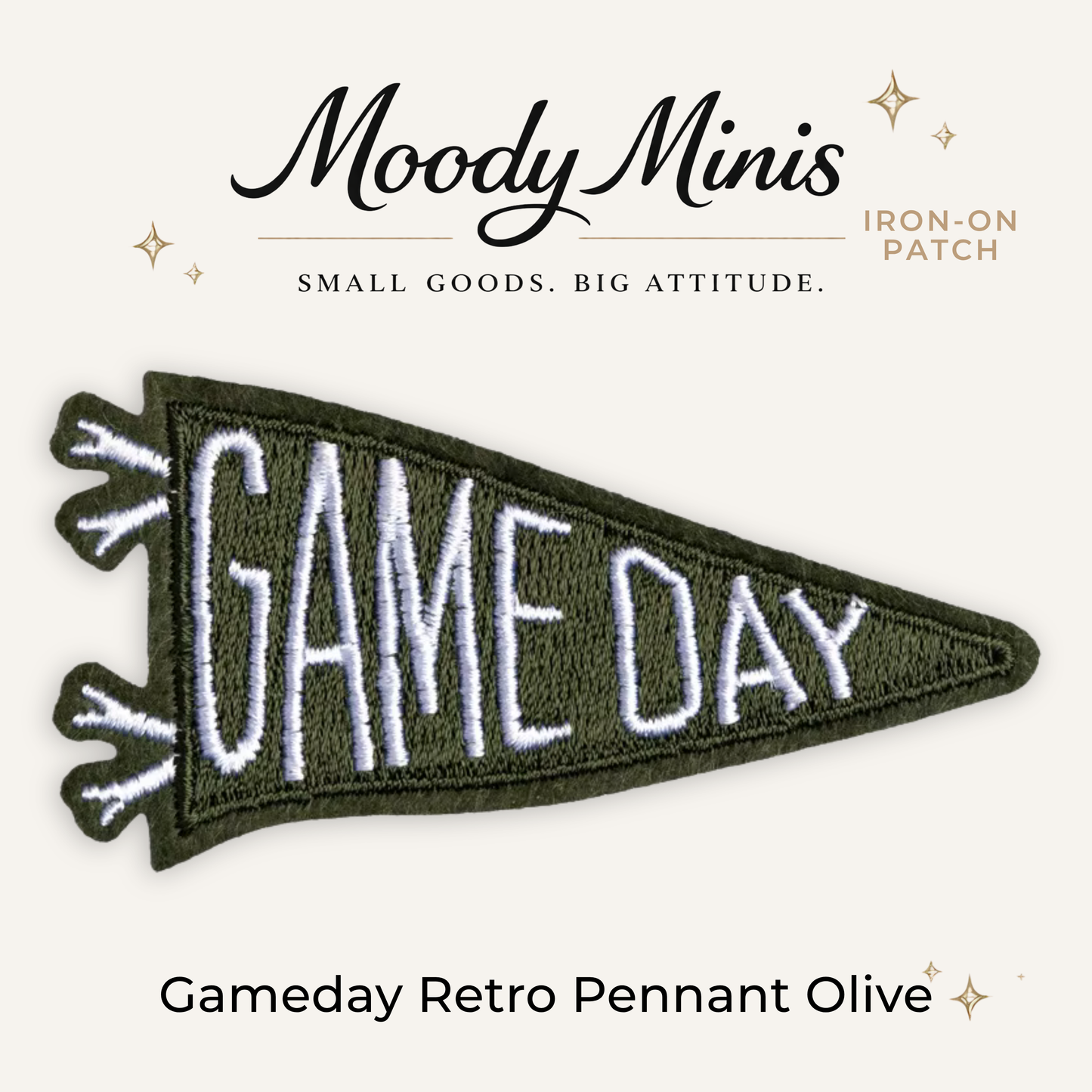 Gameday Retro Pennant Olive Embroidered Patch