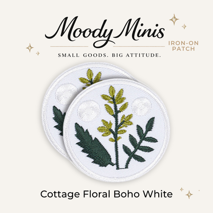 Cottage Floral Boho White Embroidered Patch