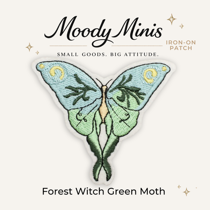 Forest Witch Green Moth Embroidered Patch