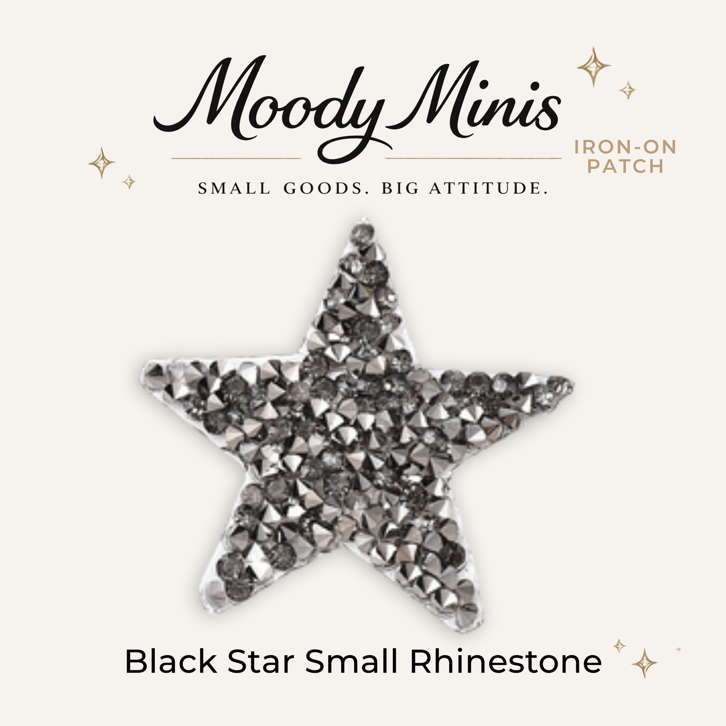Black Star Small Rhinestone Patch- RTS