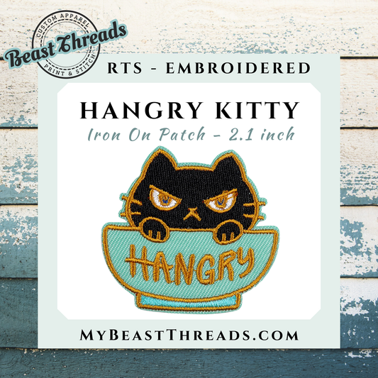 Hangry Kitty Embroidered Patch- RTS