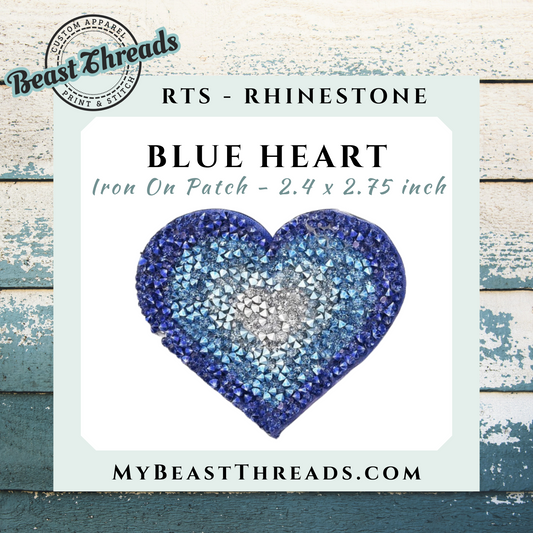 Blue Heart Rhinestone Patch- RTS