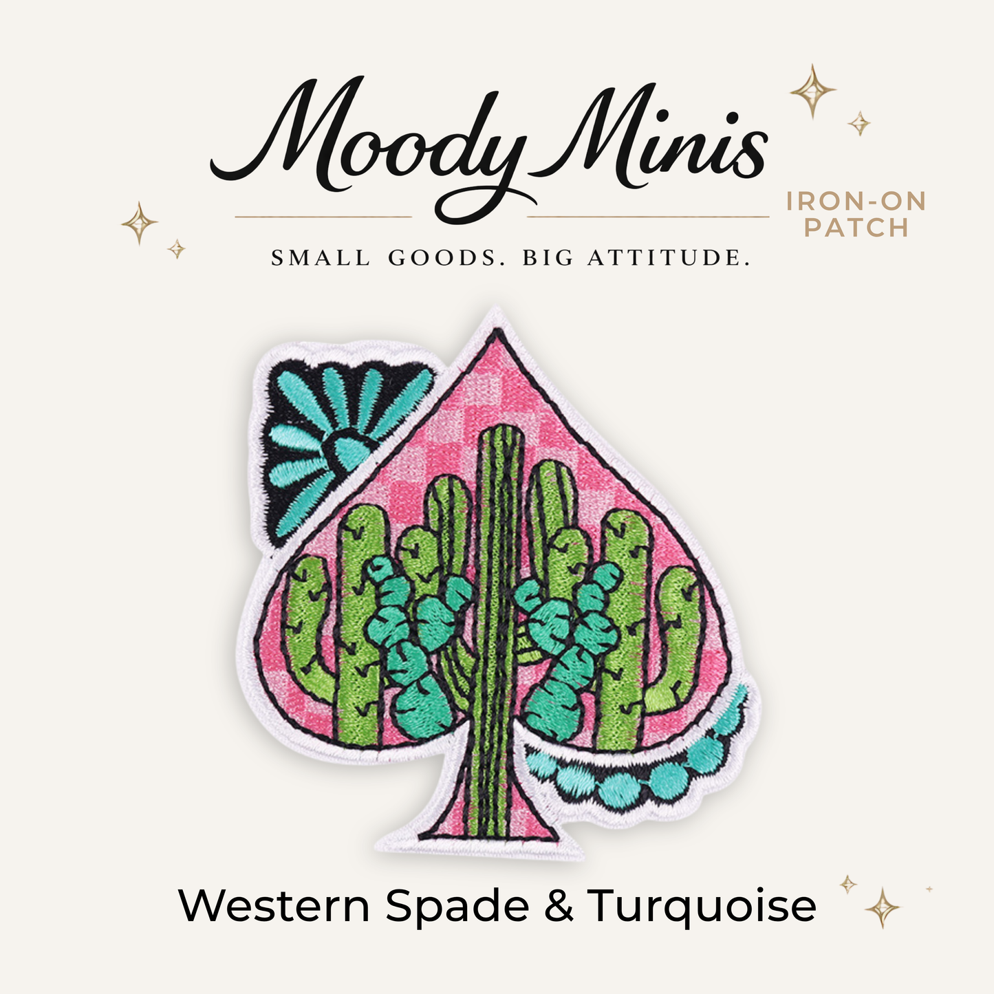 Western Spade & Turquoise Embroidered Patch