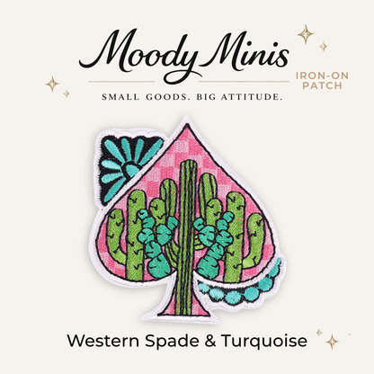Western Spade & Turquoise Embroidered Patch