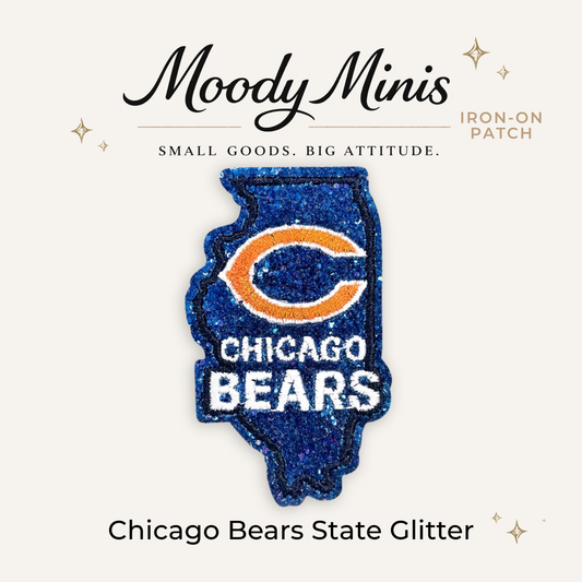 Chicago Bears State Glitter Embroidered Patch