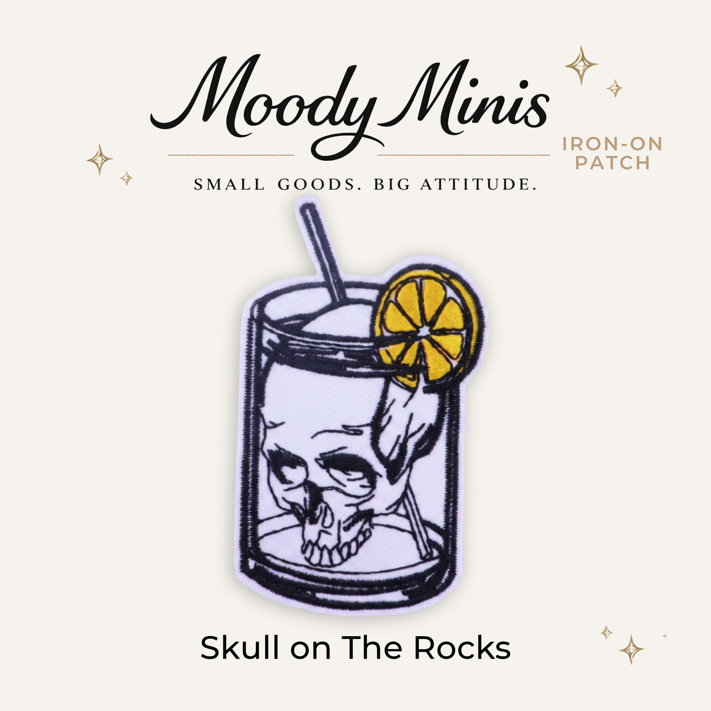 Skull on The Rocks Embroidered Patch