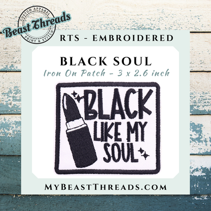 Black Soul Embroidered Patch- RTS