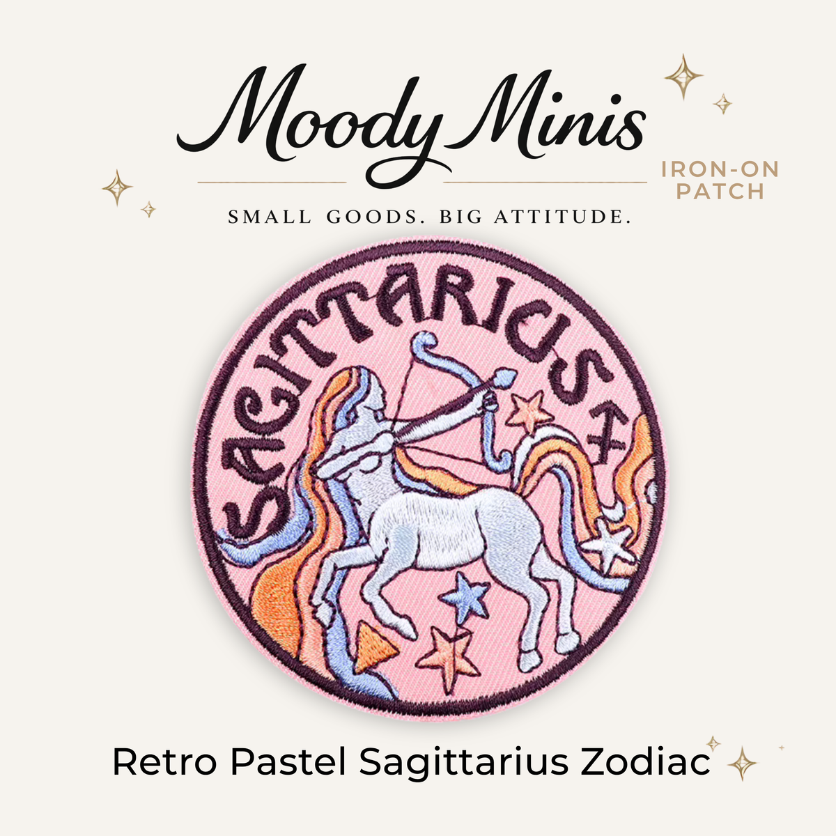 Retro Pastel Sagittarius Zodiac Embroidered Patch