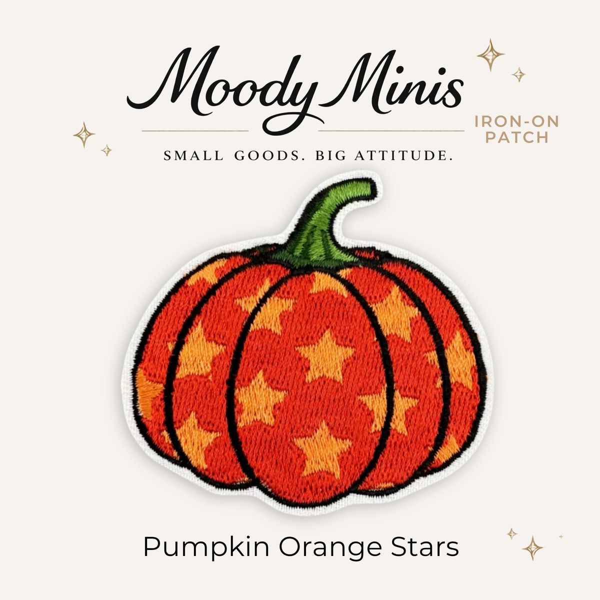 Pumpkin Orange Stars Embroidered Patch