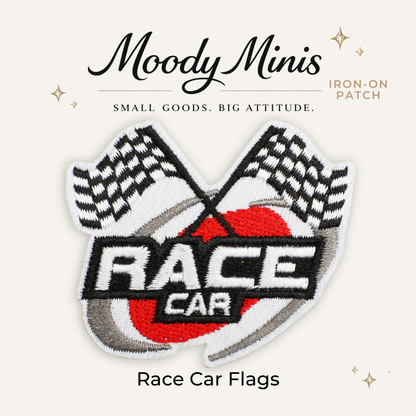 Race Car & Flags Embroidered Patch- RTS