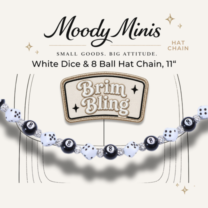 White Dice & 8 Ball - 11 Inch Hat Chain