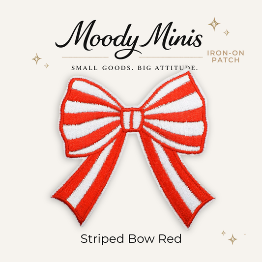 Striped Bow Red Embroidered Patch
