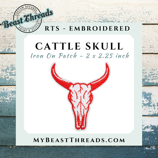 Cattle Skull Embroidered Patch- RTS