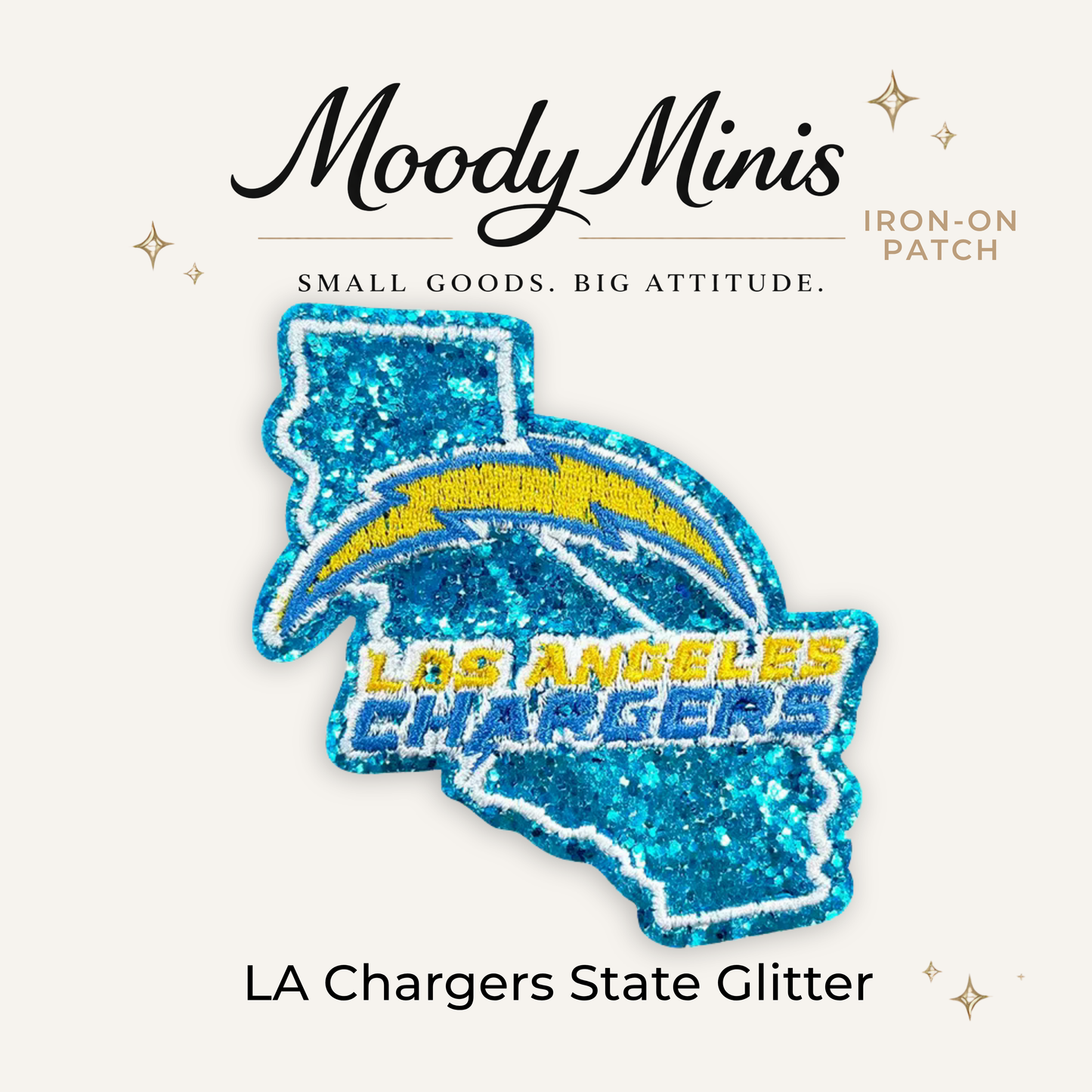 LA Chargers State Glitter Embroidered Patch
