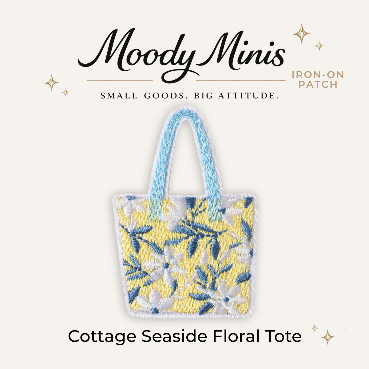 Cottage Seaside Floral Tote Embroidered Patch