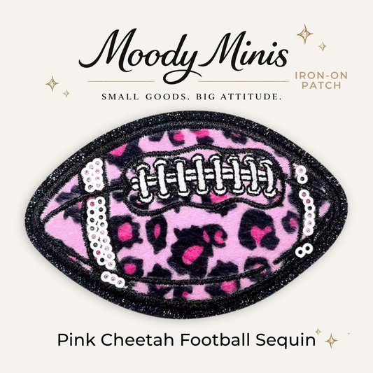 Pink Cheetah Football Embroidered Patch w/Sequin