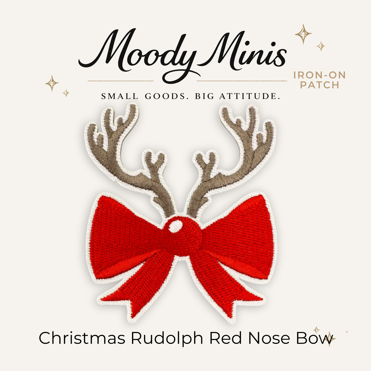 Christmas Rudolph Red Nose Bow Embroidered Patch