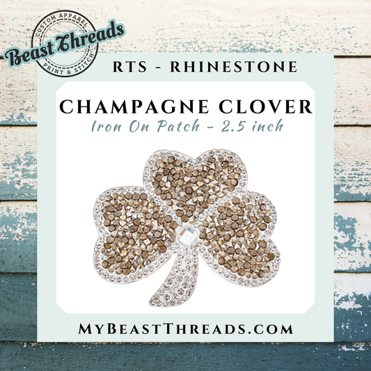 Champagne Clover Rhinestone Patch- RTS