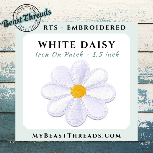 White Daisy Embroidered Patch - RTS