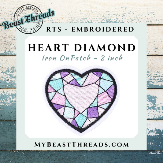 Heart Diamond Embroidered Patch- RTS