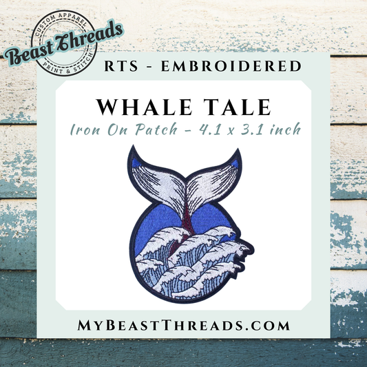 Whale Tale Embroidered Patch- RTS
