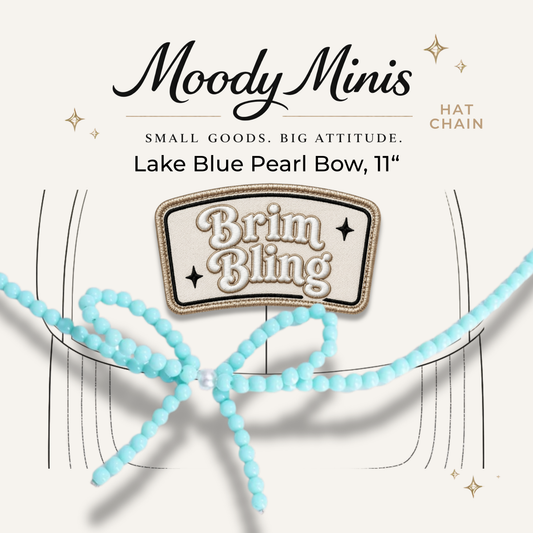 Lake Blue Pearl Bow - 11 Inch Hat Chain