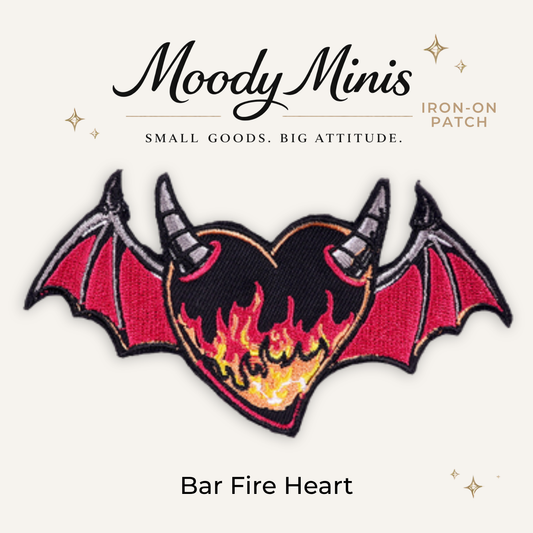 Flaming Bat Heart Embroidered Patch - RTS