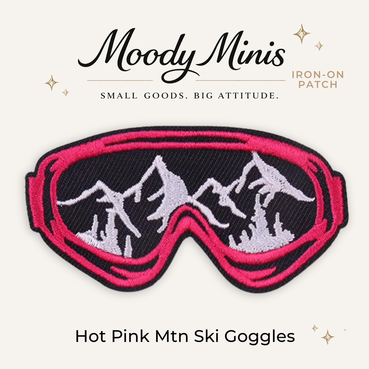 Hot Pink Mountain Ski Goggles Embroidered Patch