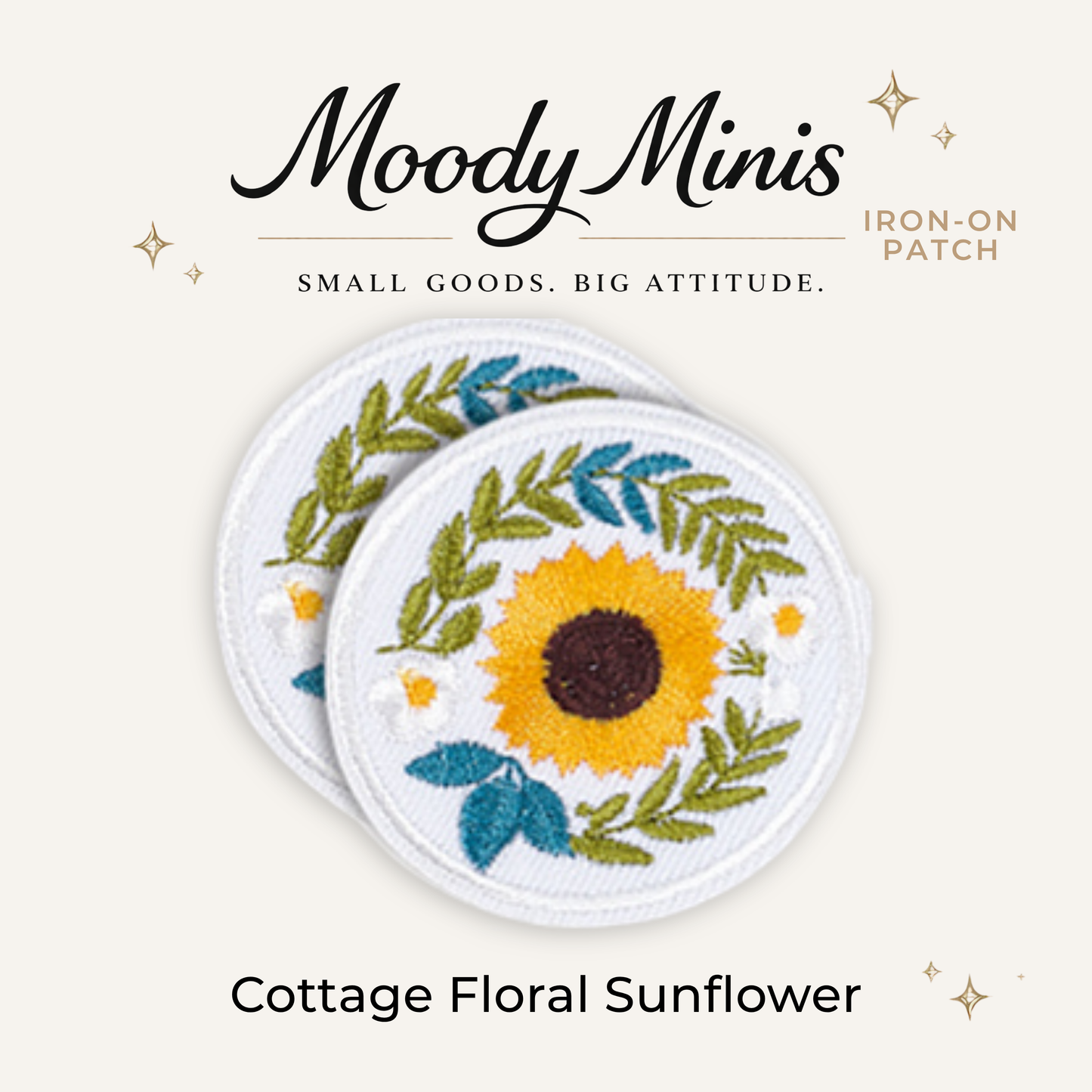 Cottage Floral Sunflower Embroidered Patch