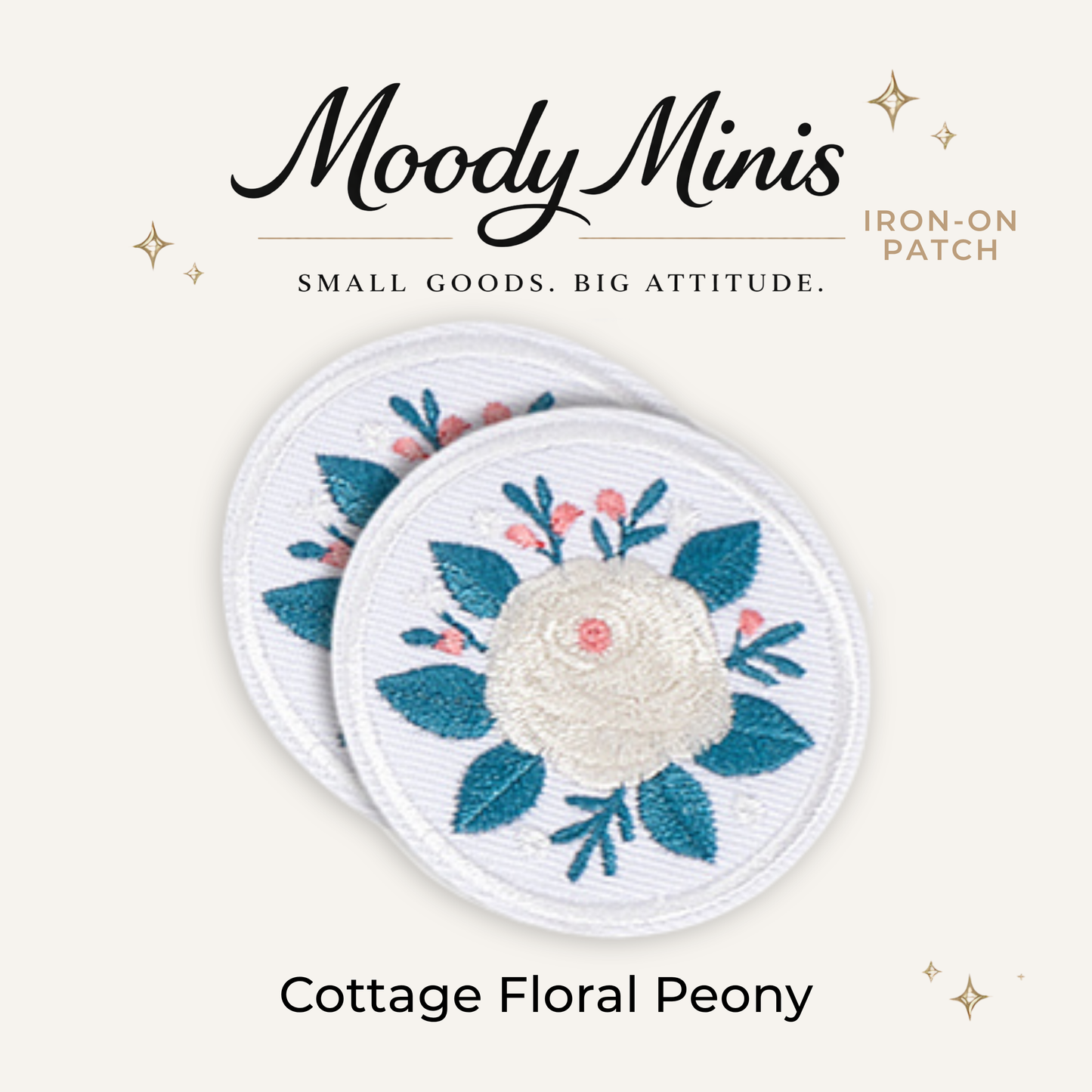 Cottage Floral Peony Embroidered Patch