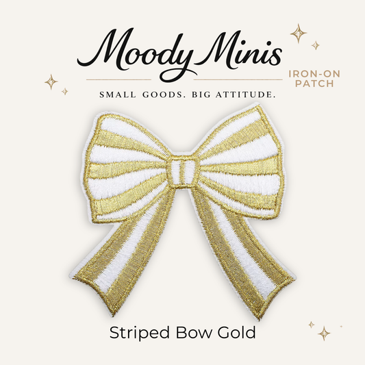Striped Bow Gold Embroidered Patch