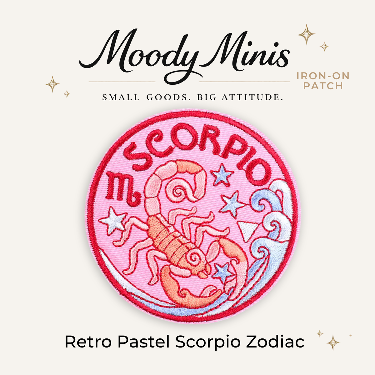 Retro Pastel Scorpio Zodiac Embroidered Patch