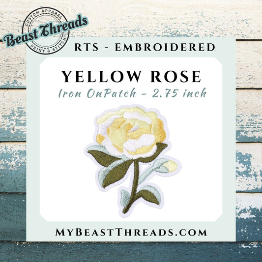 Yellow Rose Embroidered Patch- RTS