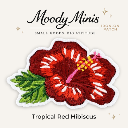 Tropical Red Hibiscus Embroidered Patch