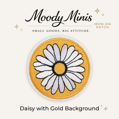 Daisy w Gold Background Embroidered Patch