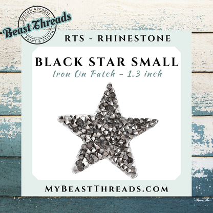 Black Star Small Rhinestone Patch- RTS