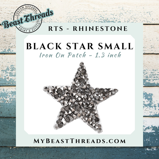 Black Star Small Rhinestone Patch- RTS