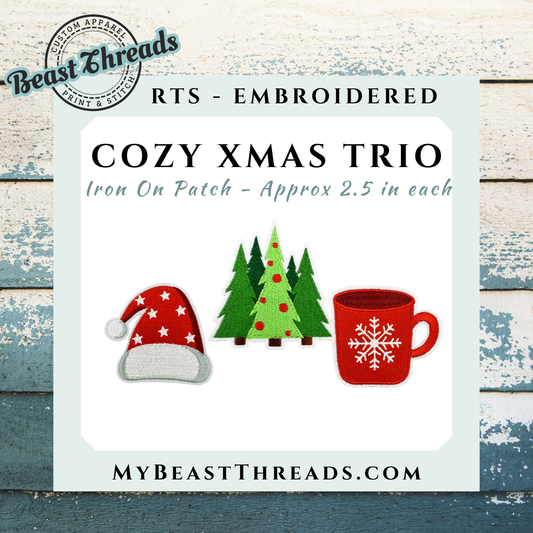 Cozy XMAS Trio Embroidered Patch- RTS