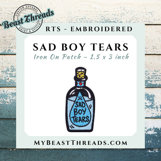 Sad Boy Tears Embroidered Patch- RTS