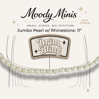 Jumbo White Pearl w/Rhinestone - 11 Inch Hat Chain