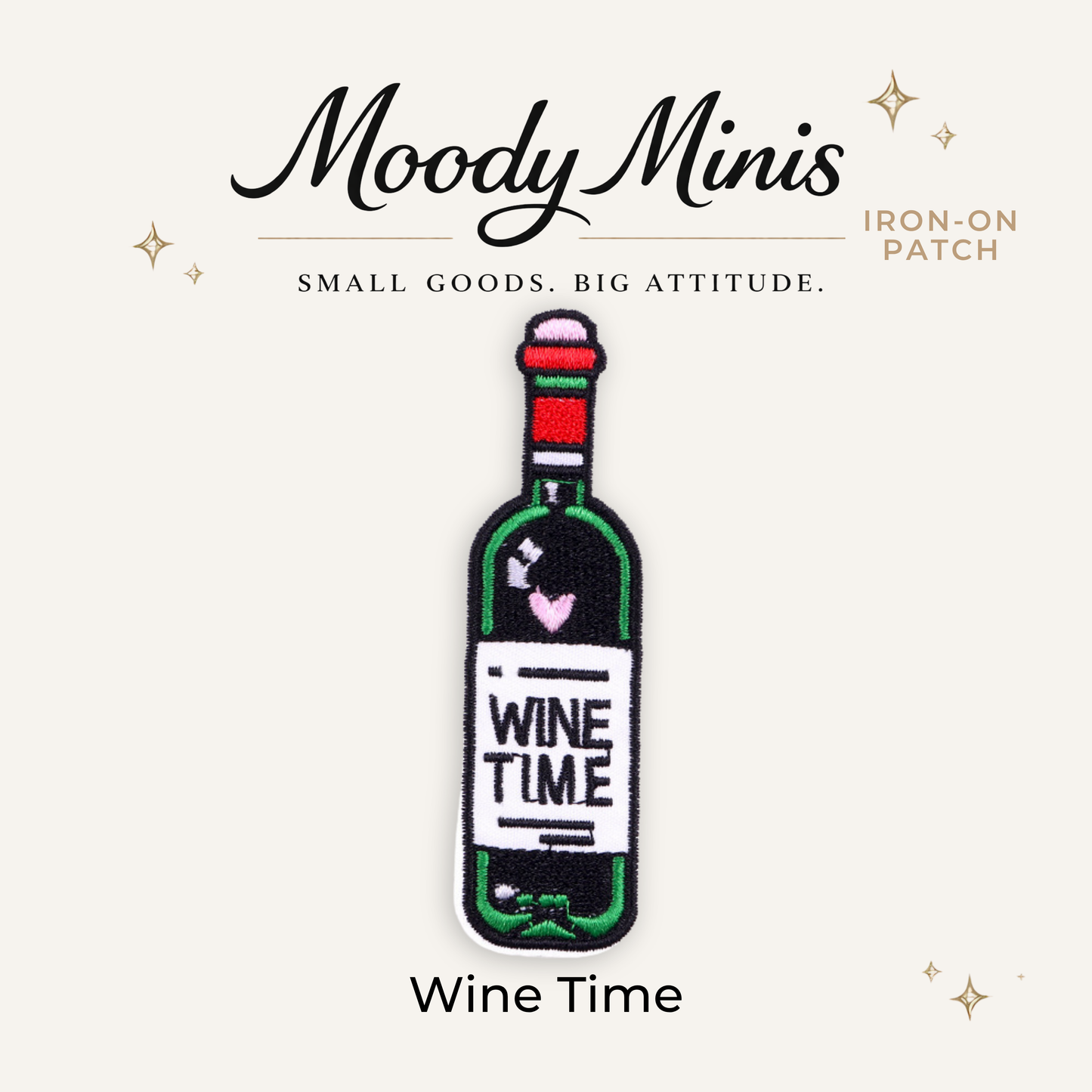Wine Time Embroidered Patch- RTS