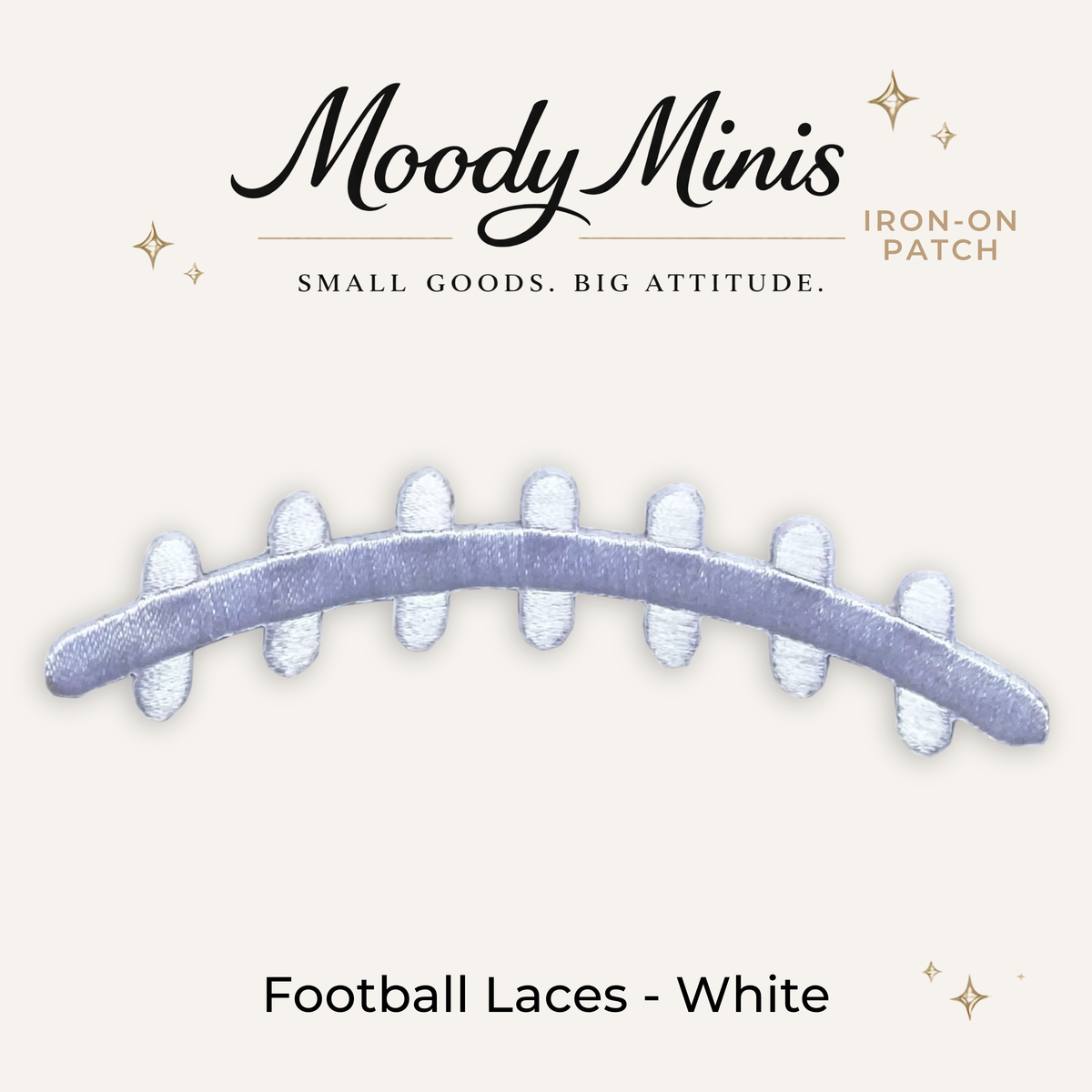 Football Laces White Embroidered Patch