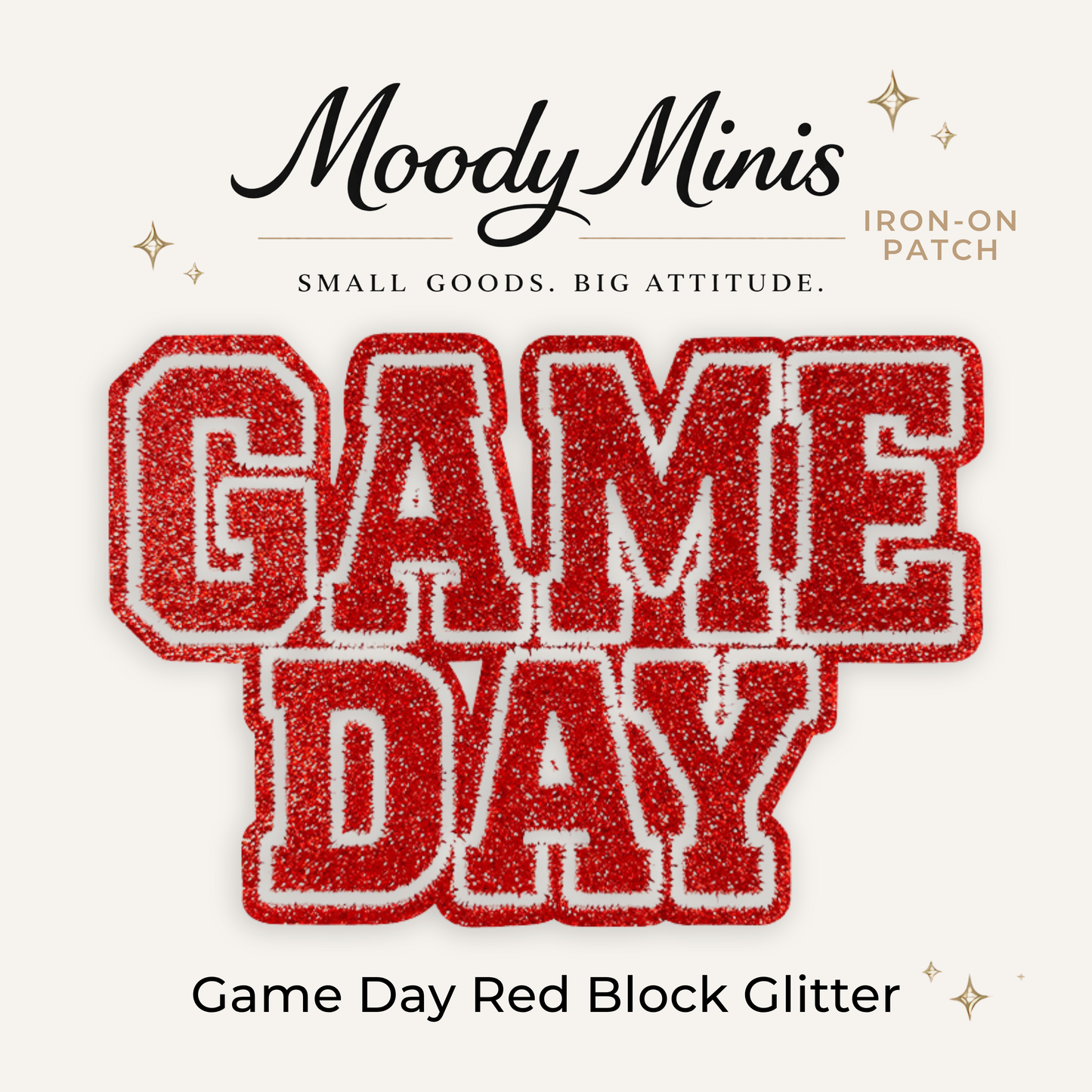 Game Day Red Block Glitter Embroidered Patch