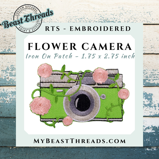 Floral Camera Embroidered Patch- RTS