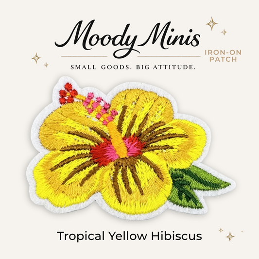 Tropical Yellow Hibiscus Embroidered Patch