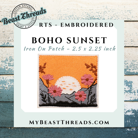 Boho Sunset Embroidered Patch- RTS