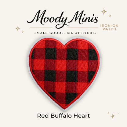 Red Buffalo Heart Embroidered Patch- RTS