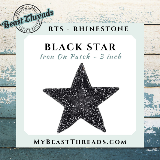 Black Star Rhinestone Patch- RTS